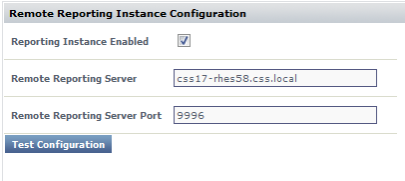 Remote reporting instance configuration